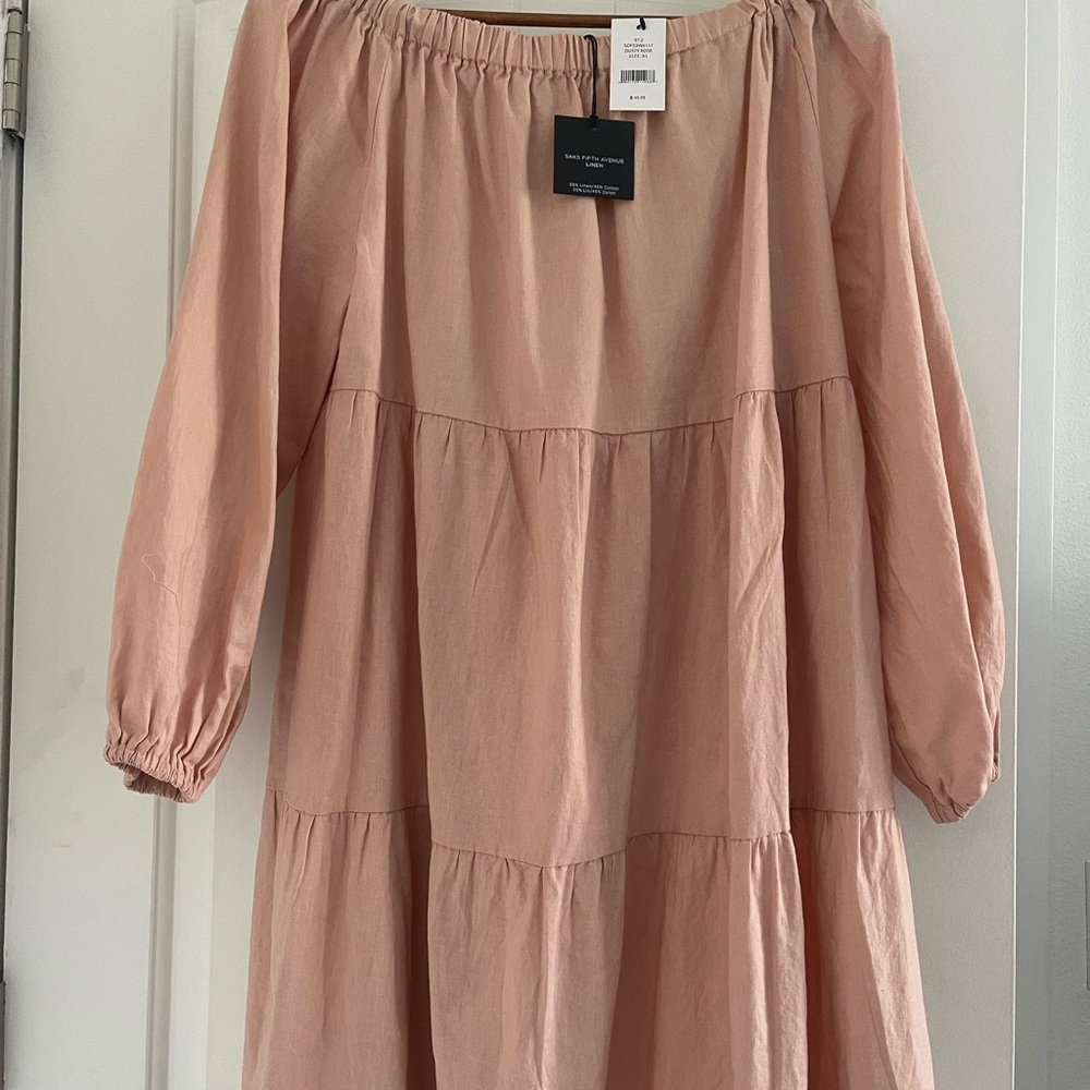 Saks Fifth Avenue Blush Linen Dress